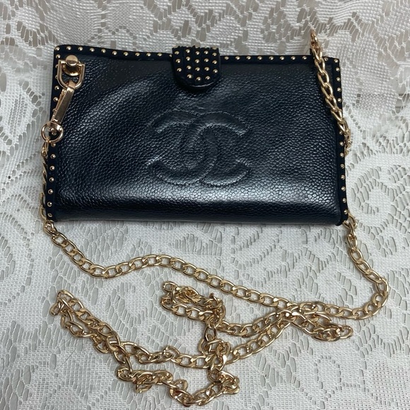 Vintage Chanel Black Leather Long Wallet-Crossbody - Picture 5 of 13